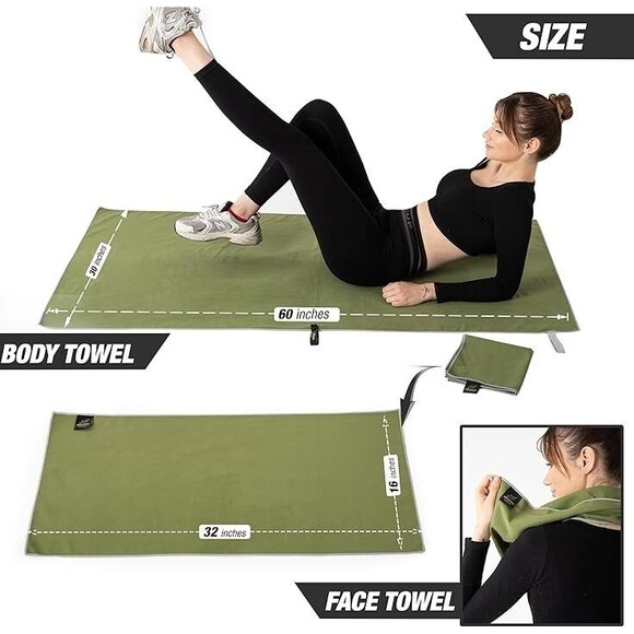 Microfiber Gym & Travel Towel Set of 2 Size in 1 Pack XL & S Quick Dry Yoga - Picture 5 of 16